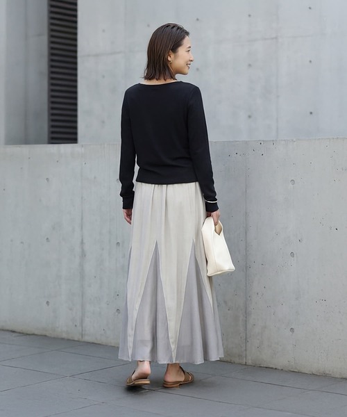 STYLE DELI（スタイルデリ）の「やわらかボートネックカットソートップス（Tシャツ/カットソー・レディース・ブラック/ホワイト/イエロー系・FREE）」の15枚目の写真