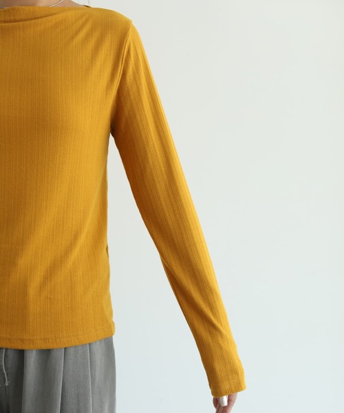 STYLE DELI（スタイルデリ）の「やわらかボートネックカットソートップス（Tシャツ/カットソー・レディース・ブラック/ホワイト/イエロー系・FREE）」の18枚目の写真