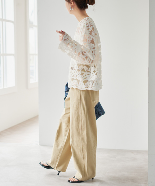 Spick & Span(スピックアンドスパン)の「《WEB限定 / 追加》コードエンブロイダリーチュールブラウス(シャツ/ブラウス・レディース・ホワイト・FREE)」の13枚目の写真