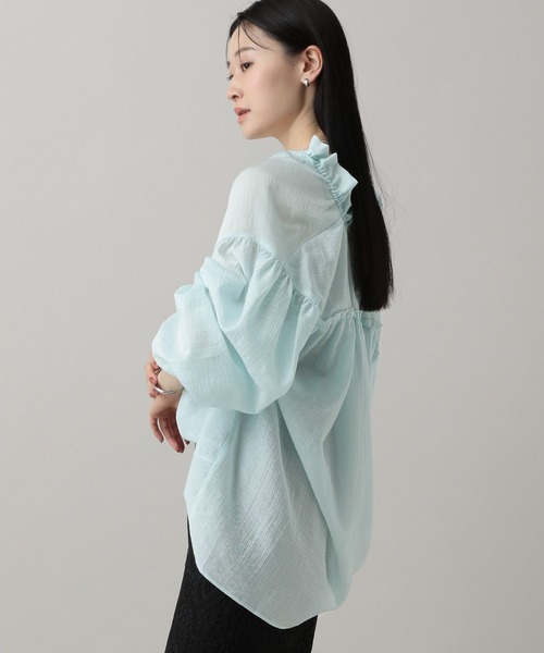 A part by（アパートバイ）の「ギャザーネックオーバーブラウス（シャツ/ブラウス・レディース・ブラウン系その他/オフホワイト/ライトブルー・FREE）」の22枚目の写真