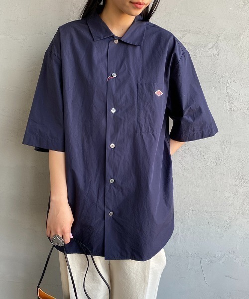 DANTON（ダントン）の「[DANTON/ダントン] コットンポプリン ショートスリーブワークシャツ(無地)（シャツ/ブラウス・レディース・ホワイト/グレイッシュベージュ/ネイビー・38/42/40）」の6枚目の写真