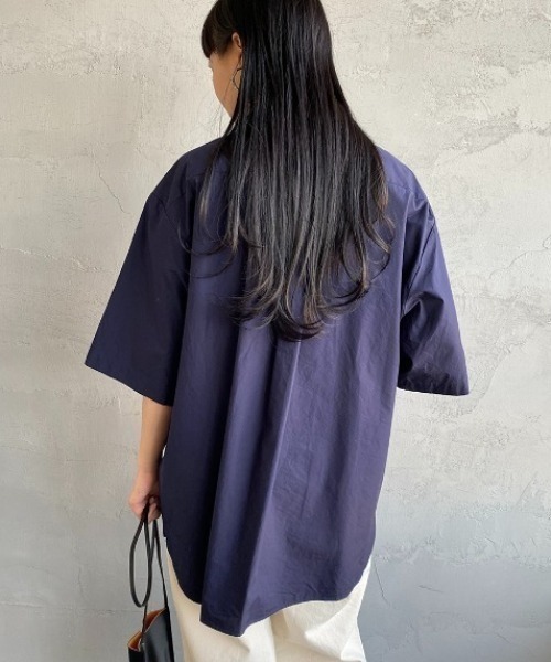 DANTON（ダントン）の「[DANTON/ダントン] コットンポプリン ショートスリーブワークシャツ(無地)（シャツ/ブラウス・レディース・ホワイト/グレイッシュベージュ/ネイビー・38/42/40）」の8枚目の写真