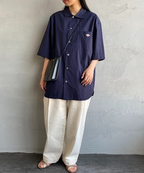 DANTON（ダントン）の「[DANTON/ダントン] コットンポプリン ショートスリーブワークシャツ(無地)（シャツ/ブラウス・レディース・ホワイト/グレイッシュベージュ/ネイビー・38/42/40）」の9枚目の写真