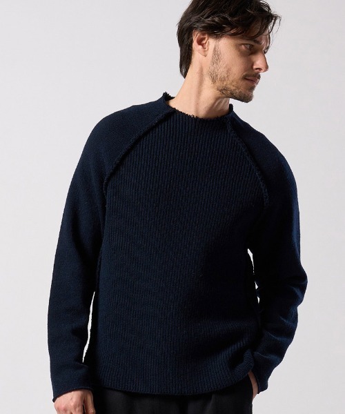 wjk(ダヴルジェイケイ)の「mn3239- lomond×powder line high-neck knit ラグランスリーブハイネックニット(6891 wn09j)(ニット/セーター・メンズ・ブラック/グレー/ネイビー・S/M/L/XL)」の3枚目の写真