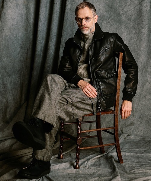 wjk(ダヴルジェイケイ)の「mn3239- lomond×powder line high-neck knit ラグランスリーブハイネックニット(6891 wn09j)(ニット/セーター・メンズ・ブラック/グレー/ネイビー・S/M/L/XL)」の9枚目の写真