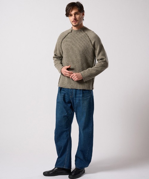 wjk(ダヴルジェイケイ)の「mn3239- lomond×powder line high-neck knit ラグランスリーブハイネックニット(6891 wn09j)(ニット/セーター・メンズ・ブラック/グレー/ネイビー・S/M/L/XL)」の19枚目の写真