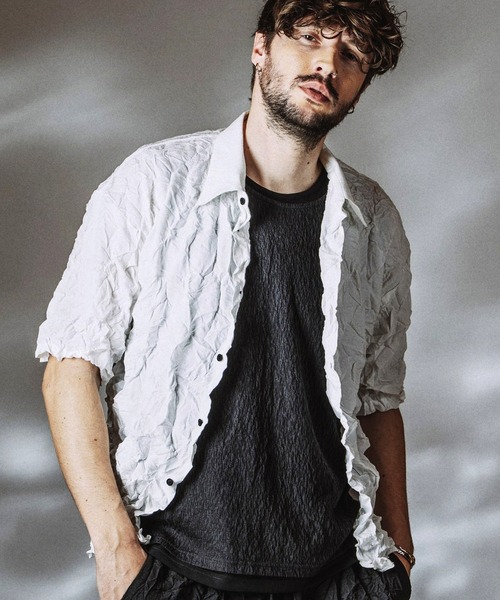 NO ID.（ノーアイディ）の「【NO ID.】Washer Big Shirt / ワッシャー ビッグ シャツ（シャツ/ブラウス・メンズ・ホワイト/ブラック/ブルーグレー・ONE SIZE）」の2枚目の写真