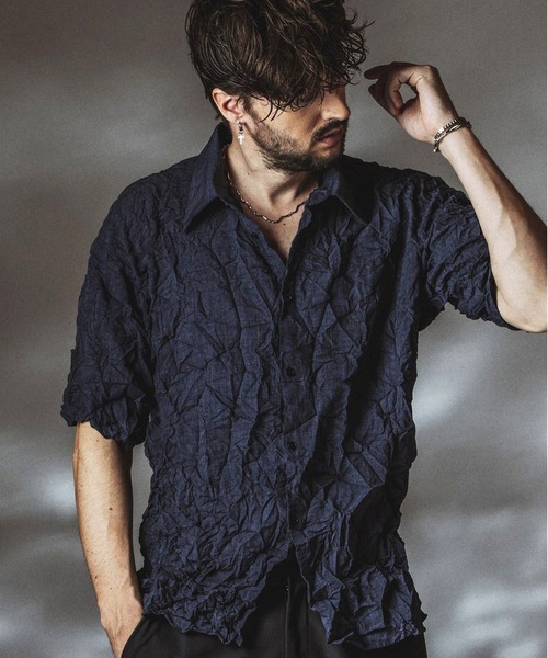 NO ID.（ノーアイディ）の「【NO ID.】Washer Big Shirt / ワッシャー ビッグ シャツ（シャツ/ブラウス・メンズ・ホワイト/ブラック/ブルーグレー・ONE SIZE）」の3枚目の写真