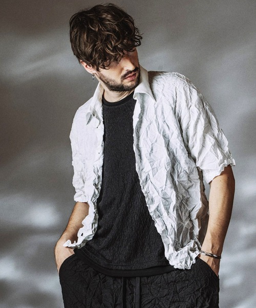 NO ID.（ノーアイディ）の「【NO ID.】Washer Big Shirt / ワッシャー ビッグ シャツ（シャツ/ブラウス・メンズ・ホワイト/ブラック/ブルーグレー・ONE SIZE）」の19枚目の写真