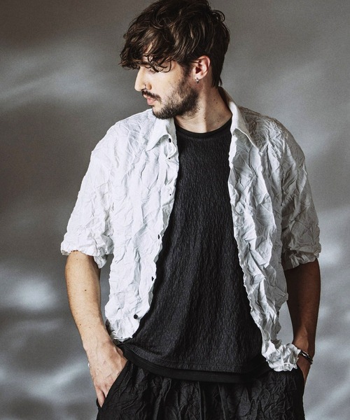 NO ID.（ノーアイディ）の「【NO ID.】Washer Big Shirt / ワッシャー ビッグ シャツ（シャツ/ブラウス・メンズ・ホワイト/ブラック/ブルーグレー・ONE SIZE）」の22枚目の写真