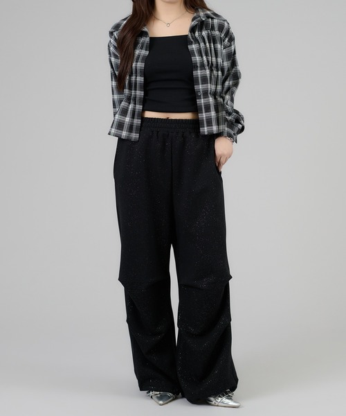 apres jour mignon（アプレジュールミニョン）の「【セットアップ着用可能】キラキラパラシュートパンツ（スウェットパンツ・レディース・チャコールグレー/ブラック/ネイビー/杢グレー/オフホワイト・LARGE/MEDIUM/SMALL）」の11枚目の写真