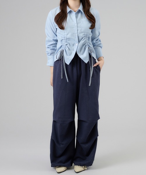 apres jour mignon（アプレジュールミニョン）の「【セットアップ着用可能】キラキラパラシュートパンツ（スウェットパンツ・レディース・チャコールグレー/ブラック/ネイビー/杢グレー/オフホワイト・LARGE/MEDIUM/SMALL）」の14枚目の写真