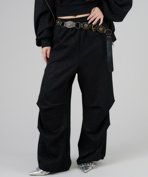 apres jour mignon（アプレジュールミニョン）の「【セットアップ着用可能】キラキラパラシュートパンツ（スウェットパンツ・レディース・チャコールグレー/ブラック/ネイビー/杢グレー/オフホワイト・LARGE/MEDIUM/SMALL）」の15枚目の写真