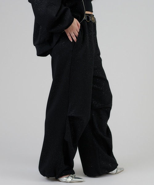 apres jour mignon（アプレジュールミニョン）の「【セットアップ着用可能】キラキラパラシュートパンツ（スウェットパンツ・レディース・チャコールグレー/ブラック/ネイビー/杢グレー/オフホワイト・LARGE/MEDIUM/SMALL）」の20枚目の写真