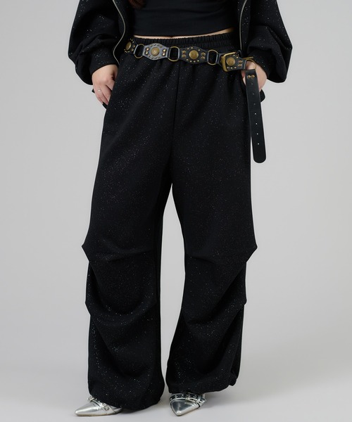 apres jour mignon（アプレジュールミニョン）の「【セットアップ着用可能】キラキラパラシュートパンツ（スウェットパンツ・レディース・チャコールグレー/ブラック/ネイビー/杢グレー/オフホワイト・LARGE/MEDIUM/SMALL）」の16枚目の写真