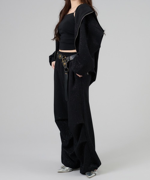 apres jour mignon（アプレジュールミニョン）の「【セットアップ着用可能】キラキラパラシュートパンツ（スウェットパンツ・レディース・チャコールグレー/ブラック/ネイビー/杢グレー/オフホワイト・LARGE/MEDIUM/SMALL）」の22枚目の写真