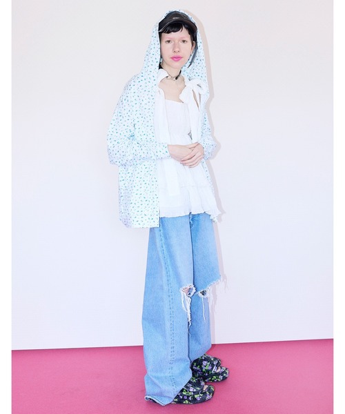 Little sunny bite(リトルサニーバイト)の「★Little sunny bite★ floral light hoodie(パーカー・レディース・サックスブルー/ホワイト/ピンク・MEDIUM/SMALL)」の2枚目の写真