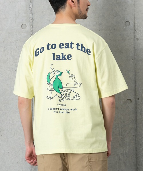 J.J camp(ジェイジェイキャンプ)の「J.J CAMP 防蚊・防汚・UVカット ペンギンプリントTシャツ(Tシャツ/カットソー・メンズ・オレンジ/ライトイエロー/ホワイト・XL/M/L/S/XS)」の3枚目の写真