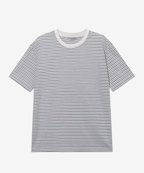 MINDBRIDGE(マインドブリッジ)の「グレー マルチストライプ セミオーバーフィット 半袖Tシャツ(Tシャツ/カットソー・メンズ・グレー・95/100/105/110)」の2枚目の写真