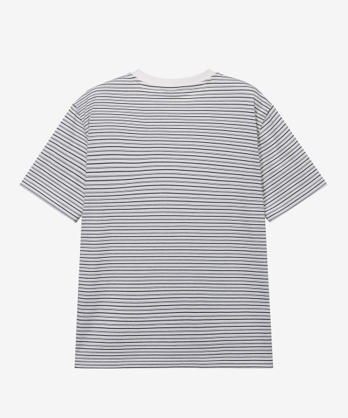 MINDBRIDGE(マインドブリッジ)の「グレー マルチストライプ セミオーバーフィット 半袖Tシャツ(Tシャツ/カットソー・メンズ・グレー・95/100/105/110)」の3枚目の写真