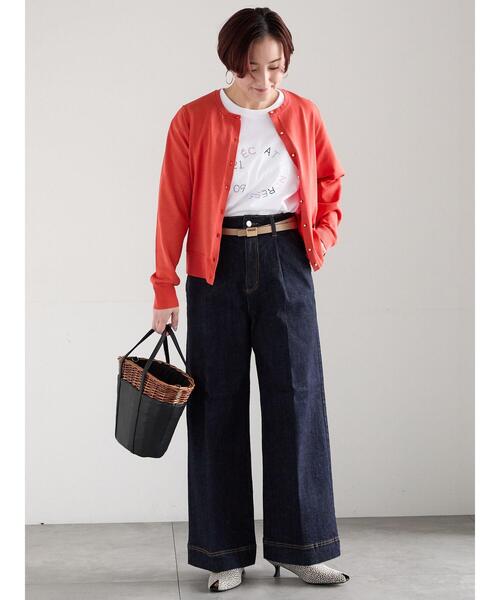 Te chichi(テチチ)の「【接触冷感/UVカット/抗菌防臭】14G綿ポリクルーカーディガン(カーディガン/ボレロ・レディース・シルバー/オフホワイト/ブラック/グレー/オレンジ・F)」の6枚目の写真