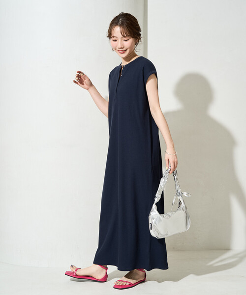 定価26000円◆新品タグ付き◆ヤマダヤ◆バイカラーフレンチスリーブワンピース 限定展開 ヘンリー ボタン フレンチ スリーブ ワンピース（ワンピース