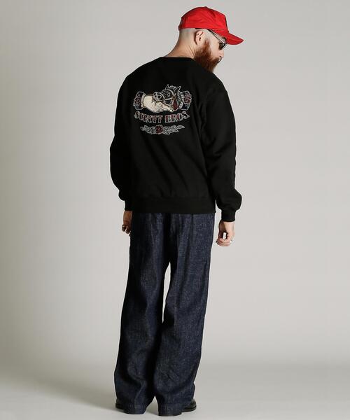 Schott(ショット)の「Schott/ショット/CREW SWEAT SHAKE HAND HORSE/クルースウェット シェイクハンドホース(スウェット・メンズ・グレー/ブラック/ブラウン・M/L/XL/2XL)」の7枚目の写真