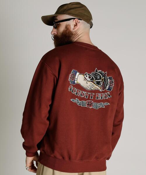 Schott(ショット)の「Schott/ショット/CREW SWEAT SHAKE HAND HORSE/クルースウェット シェイクハンドホース(スウェット・メンズ・グレー/ブラック/ブラウン・M/L/XL/2XL)」の20枚目の写真