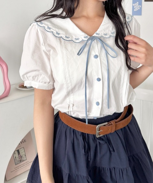 SOLLON.(ソルロン)の「スカラップセーラーカラー半袖ブラウス(シャツ/ブラウス・レディース・ホワイト系その他/ホワイト・FREE)」の19枚目の写真