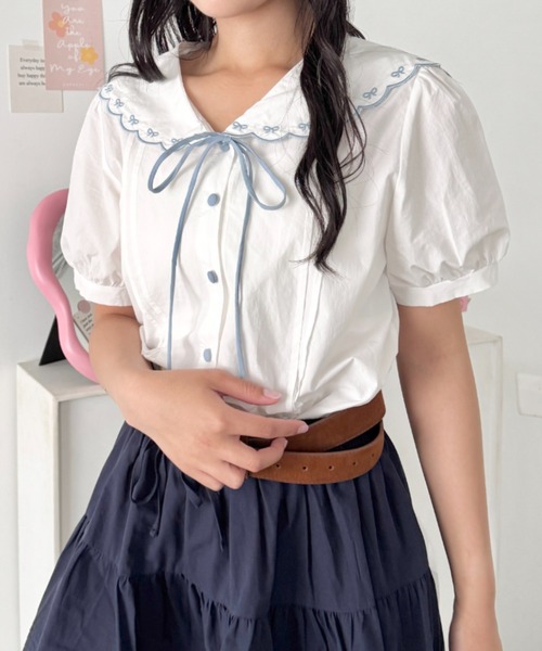 SOLLON.(ソルロン)の「スカラップセーラーカラー半袖ブラウス(シャツ/ブラウス・レディース・ホワイト系その他/ホワイト・FREE)」の20枚目の写真