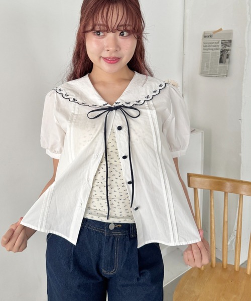 SOLLON.(ソルロン)の「スカラップセーラーカラー半袖ブラウス(シャツ/ブラウス・レディース・ホワイト系その他/ホワイト・FREE)」の11枚目の写真