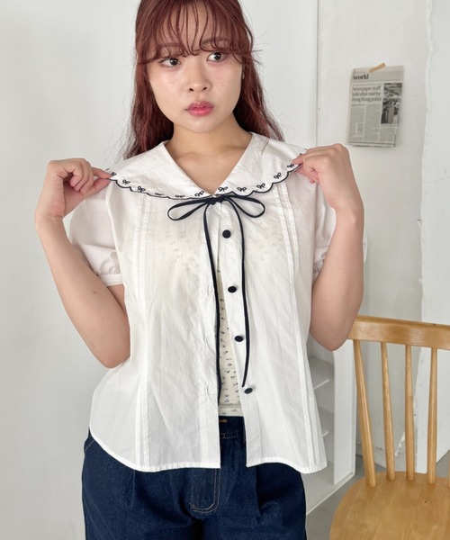 SOLLON.(ソルロン)の「スカラップセーラーカラー半袖ブラウス(シャツ/ブラウス・レディース・ホワイト系その他/ホワイト・FREE)」の12枚目の写真