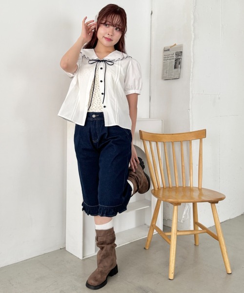 SOLLON.(ソルロン)の「スカラップセーラーカラー半袖ブラウス(シャツ/ブラウス・レディース・ホワイト系その他/ホワイト・FREE)」の16枚目の写真