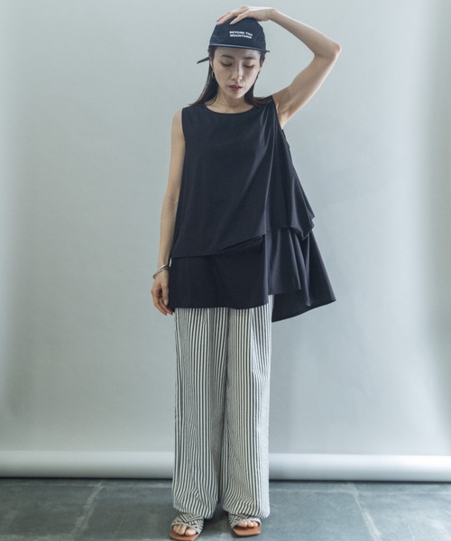 lodie（ロディ）の「タックデザイン　ノースリブラウス（シャツ/ブラウス・レディース・ブラック/ベージュ・FREE）」の20枚目の写真