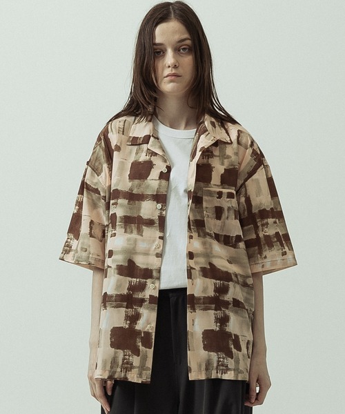 SLICK(スリック)の「【SLICK/スリック】Abstract Printed Open Collar Shirt/アブストラクトプリントオープンカラーシャツ(シャツ/ブラウス・メンズ・ブラウン/ベージュ・3/2/1)」の5枚目の写真