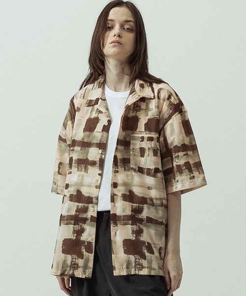 SLICK(スリック)の「【SLICK/スリック】Abstract Printed Open Collar Shirt/アブストラクトプリントオープンカラーシャツ(シャツ/ブラウス・メンズ・ブラウン/ベージュ・3/2/1)」の6枚目の写真