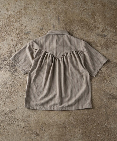 ADAMASTE（アダマスト）の「Western Stripe Lose Shirt - ウエスタンストライプルーズシャツ（シャツ/ブラウス・メンズ・アイボリー/ベージュ/サックスブルー・MEDIUM/LARGE）」の22枚目の写真