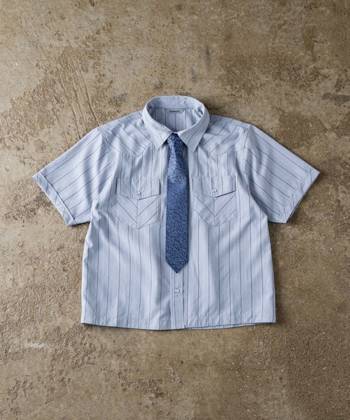 ADAMASTE（アダマスト）の「Western Stripe Lose Shirt - ウエスタンストライプルーズシャツ（シャツ/ブラウス・メンズ・アイボリー/ベージュ/サックスブルー・MEDIUM/LARGE）」の20枚目の写真