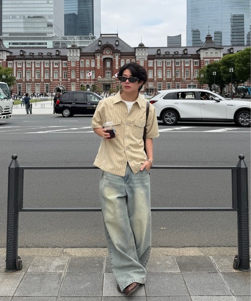 ADAMASTE（アダマスト）の「Western Stripe Lose Shirt - ウエスタンストライプルーズシャツ（シャツ/ブラウス・メンズ・アイボリー/ベージュ/サックスブルー・MEDIUM/LARGE）」の11枚目の写真