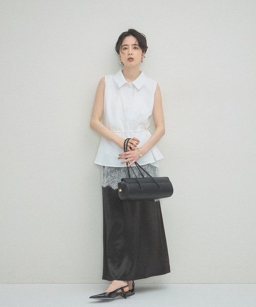ARVELLIA(アルベリア)の「WAIST DRAW BLOUSE(シャツ/ブラウス・レディース・ホワイト/パープル・M)」の5枚目の写真
