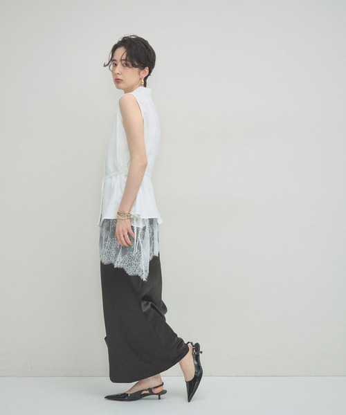 ARVELLIA(アルベリア)の「WAIST DRAW BLOUSE(シャツ/ブラウス・レディース・ホワイト/パープル・M)」の6枚目の写真