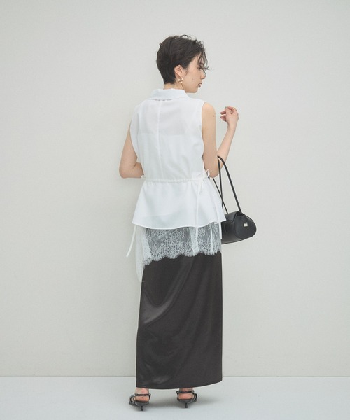 ARVELLIA(アルベリア)の「WAIST DRAW BLOUSE(シャツ/ブラウス・レディース・ホワイト/パープル・M)」の7枚目の写真