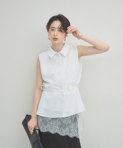 ARVELLIA(アルベリア)の「WAIST DRAW BLOUSE(シャツ/ブラウス・レディース・ホワイト/パープル・M)」の8枚目の写真