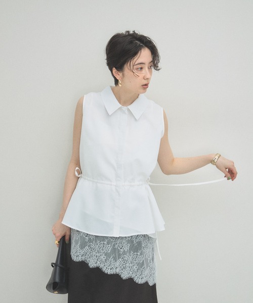 ARVELLIA(アルベリア)の「WAIST DRAW BLOUSE(シャツ/ブラウス・レディース・ホワイト/パープル・M)」の9枚目の写真