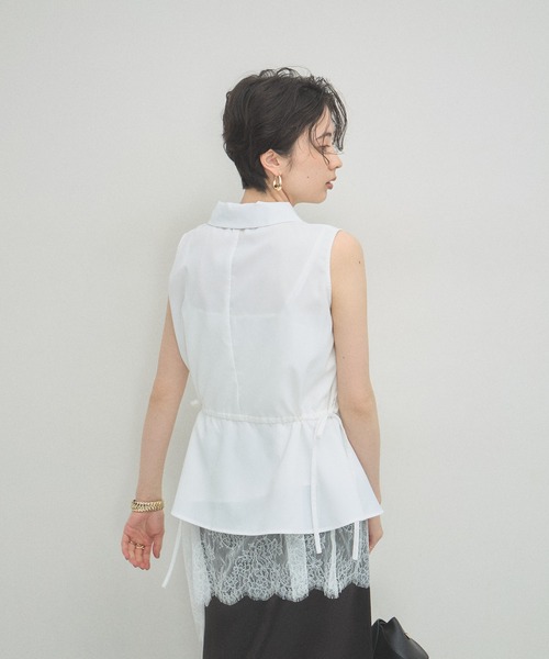 ARVELLIA(アルベリア)の「WAIST DRAW BLOUSE(シャツ/ブラウス・レディース・ホワイト/パープル・M)」の11枚目の写真