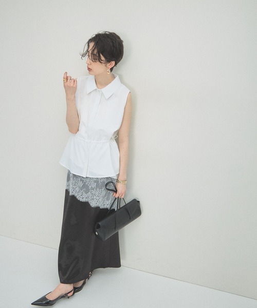 ARVELLIA(アルベリア)の「WAIST DRAW BLOUSE(シャツ/ブラウス・レディース・ホワイト/パープル・M)」の13枚目の写真