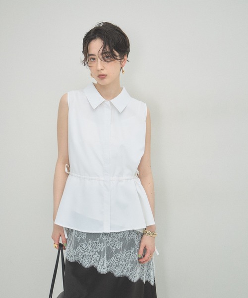 ARVELLIA(アルベリア)の「WAIST DRAW BLOUSE(シャツ/ブラウス・レディース・ホワイト/パープル・M)」の14枚目の写真