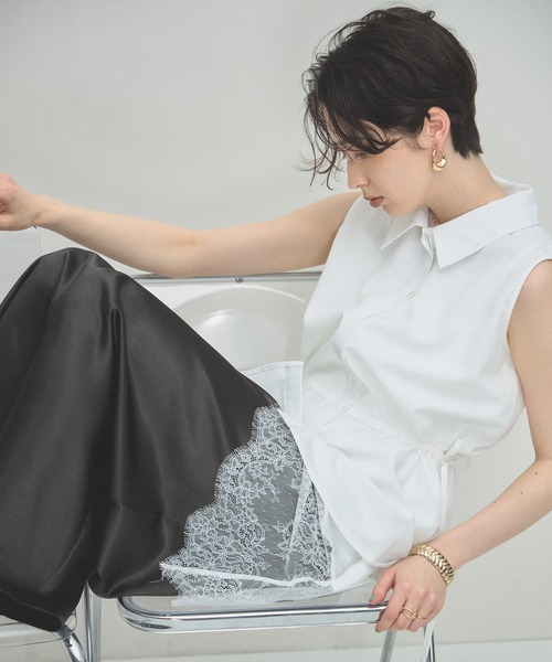 ARVELLIA(アルベリア)の「WAIST DRAW BLOUSE(シャツ/ブラウス・レディース・ホワイト/パープル・M)」の18枚目の写真