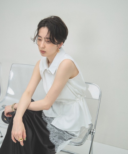 ARVELLIA(アルベリア)の「WAIST DRAW BLOUSE(シャツ/ブラウス・レディース・ホワイト/パープル・M)」の19枚目の写真