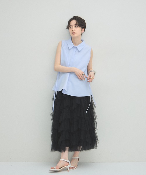 ARVELLIA(アルベリア)の「WAIST DRAW BLOUSE(シャツ/ブラウス・レディース・ホワイト/パープル・M)」の21枚目の写真